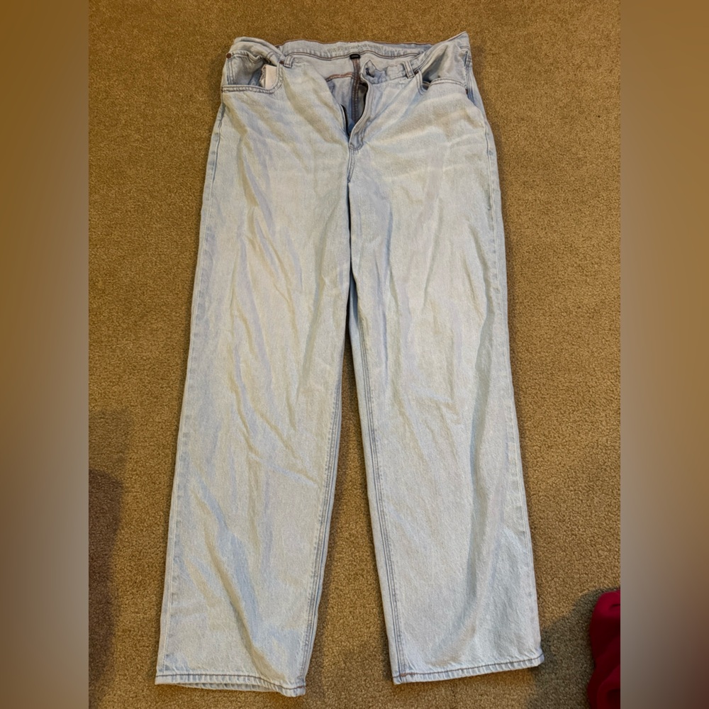 American Eagle Light Blue Denim Pants highest rise baggy straight size 18